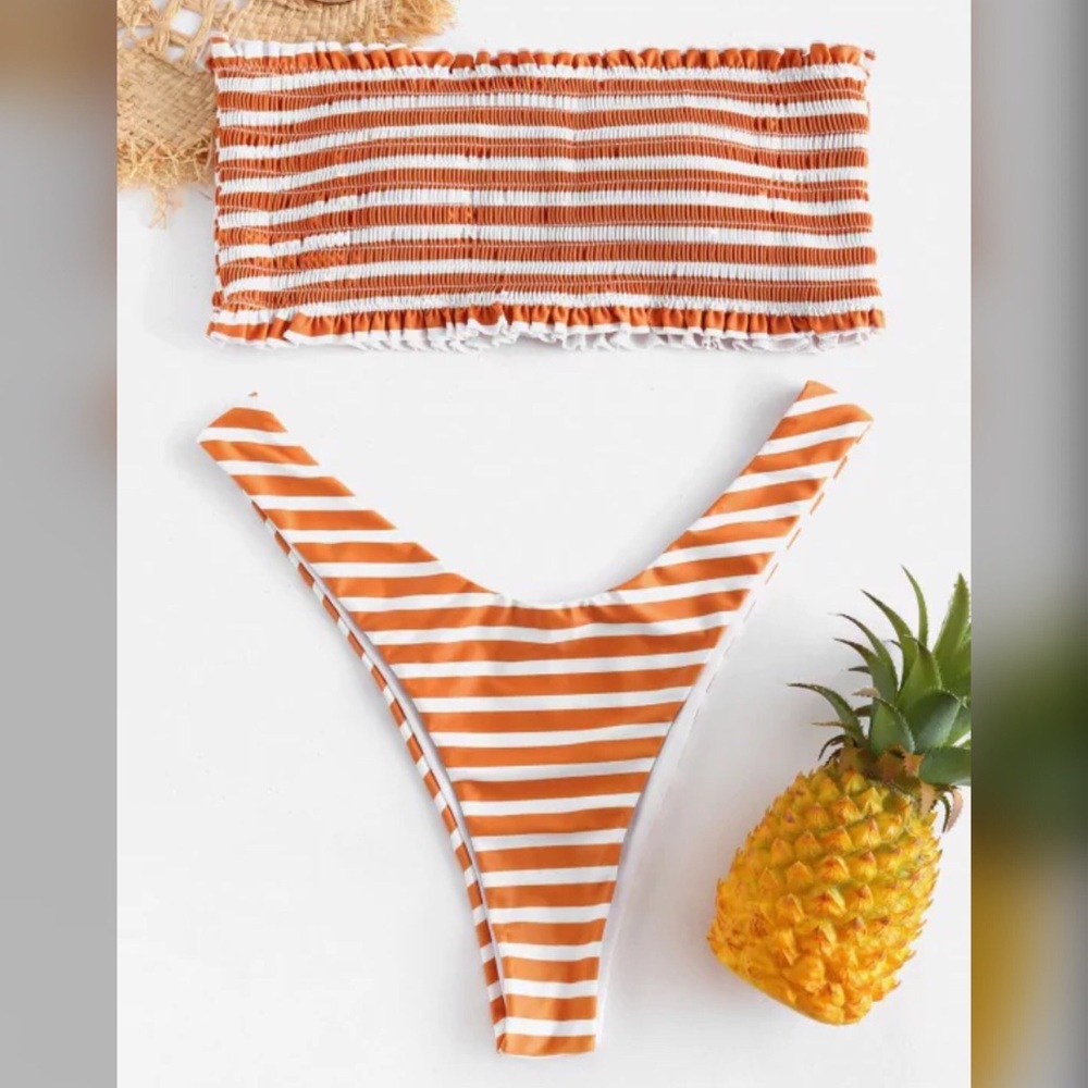 Stripped Orange & White Bikini
